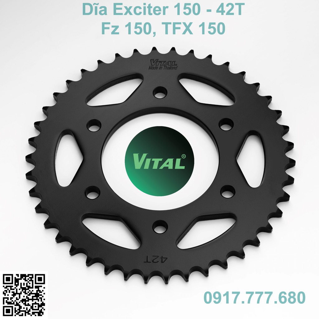 Dĩa tải EXCITER 150,TFX 150, FZ150i, R15 củ, M slaz, Ex150, Ex 150, Exciter size từ 38 đến 47T VITAL Thái Lan