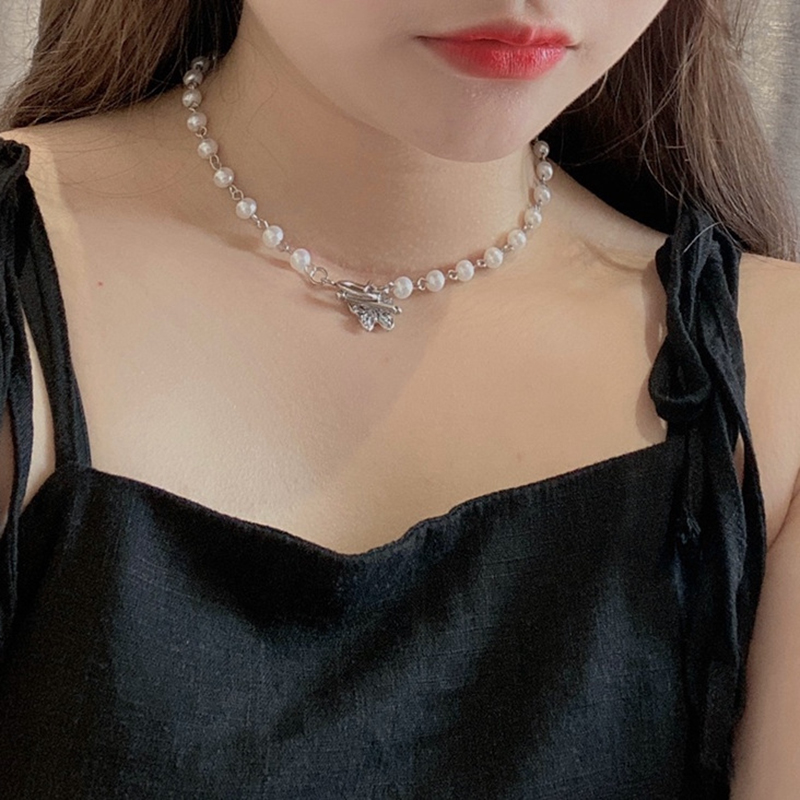 BUTTERFLY vòng cổ Hình Bướm Đính Ngọc Trai Sang Trọng Cho Nữ