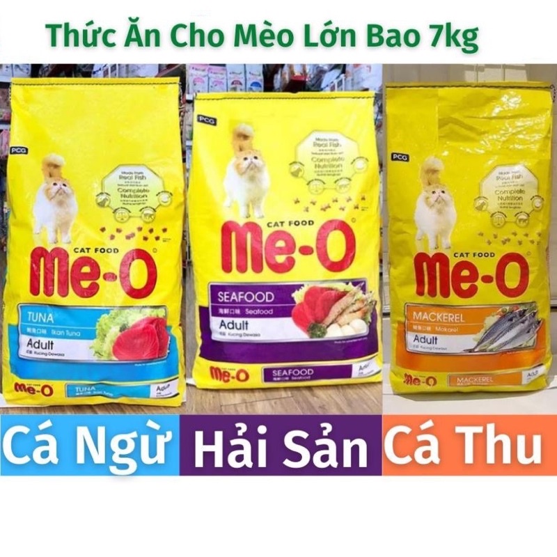 (Bao 7kg - 20 túi) Hạt cho mèo lớn trưởng thành - Me-O Tuna/Mackerel/Seafood (Cá ngừ/Cá thu/Hải sản)
