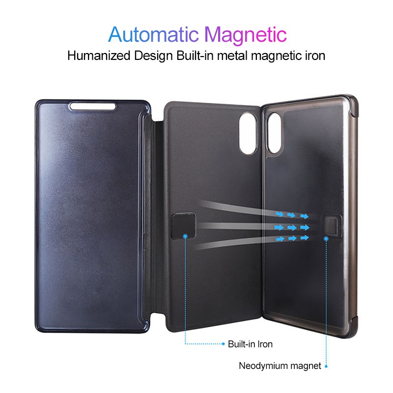 Bao da Xiaomi Ốp lưng điện thoại dạng gương Xiaomi Redmi Note 9s Note9s vỏ BẢO VỆ Clear Mirror View Flip Leather Case Stand holder Hard shell Cover