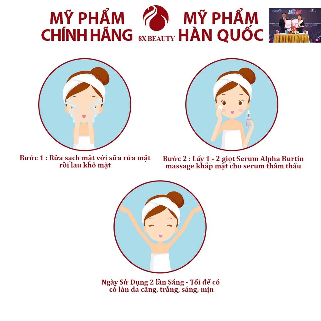 Serum Kích Trắng Mờ Nám Tàn Nhang Giúp Da Căng Bóng  Alpha Burtin 5Day 8x Beauty Ngăn Ngừa Lão Hóa 30ml