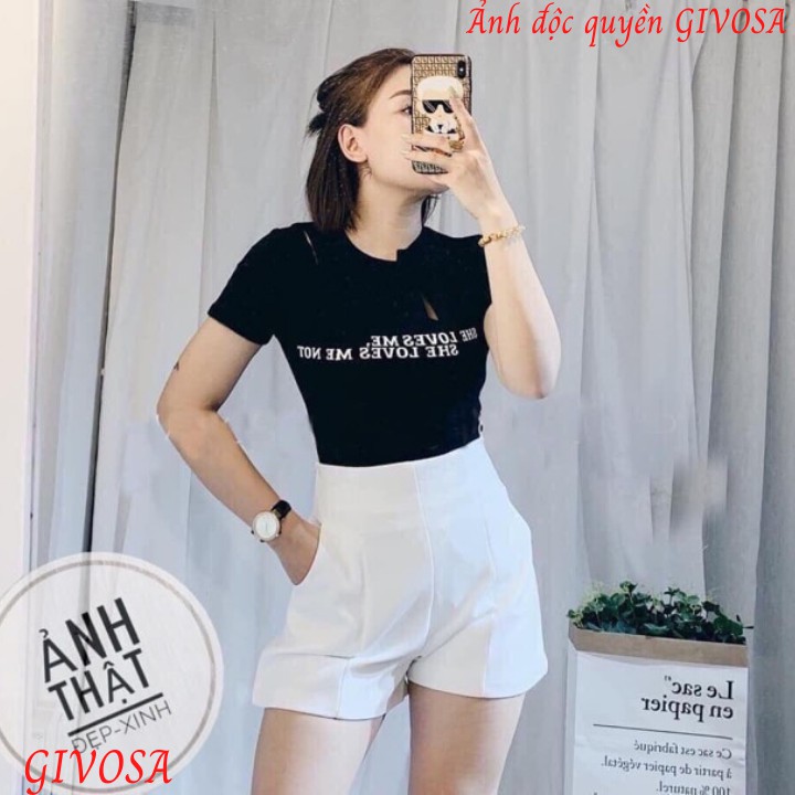 Quần sooc Goness đùi vải cạp cao cho nữ có khoá sau nhiều màu dễ phối đồ | BigBuy360 - bigbuy360.vn