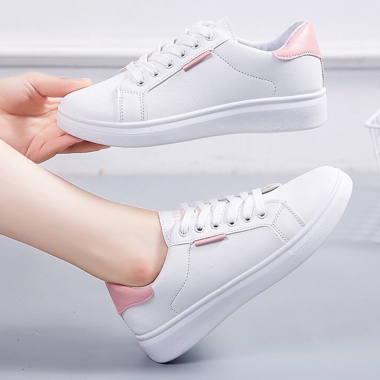 Giày Sneaker Màu Trơn Cột Dây Thoải Mái Cho Nữ