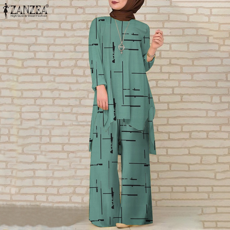 Zanzea Bộ Đồ Hồi Giáo Lưng Co Giãn In Hình Giọt Nước Cổ Điển Dành Cho Nữ