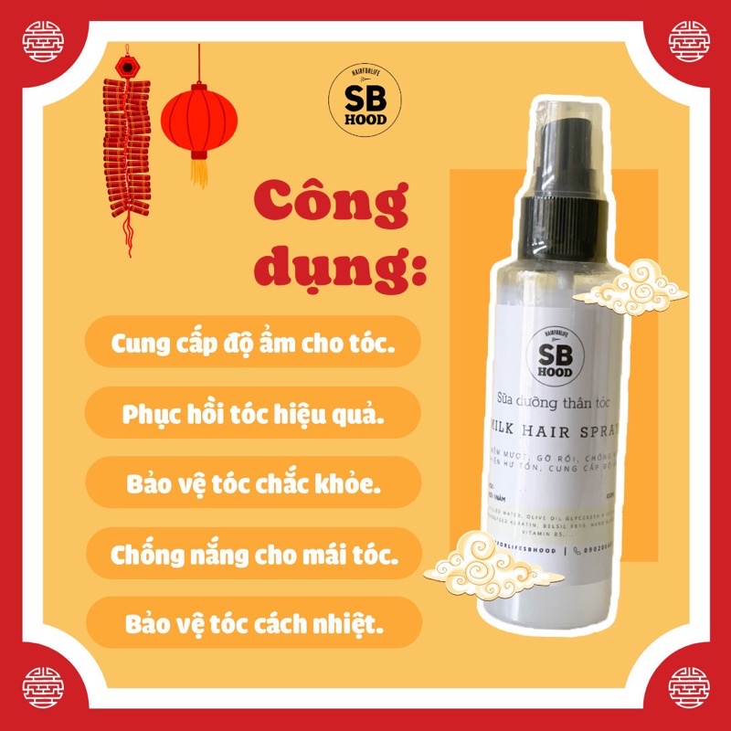 Sữa xịt dưỡng thân tóc SB Hood làm mềm mượt tóc, chăm sóc tóc chắc khỏe