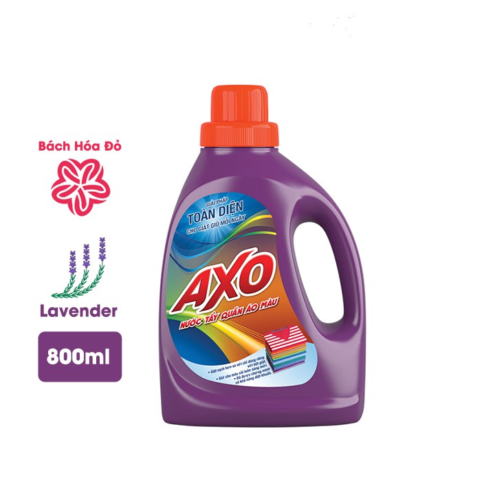 Nước giặt tẩy quần áo màu AXO chai 800ML - Hương Lavender