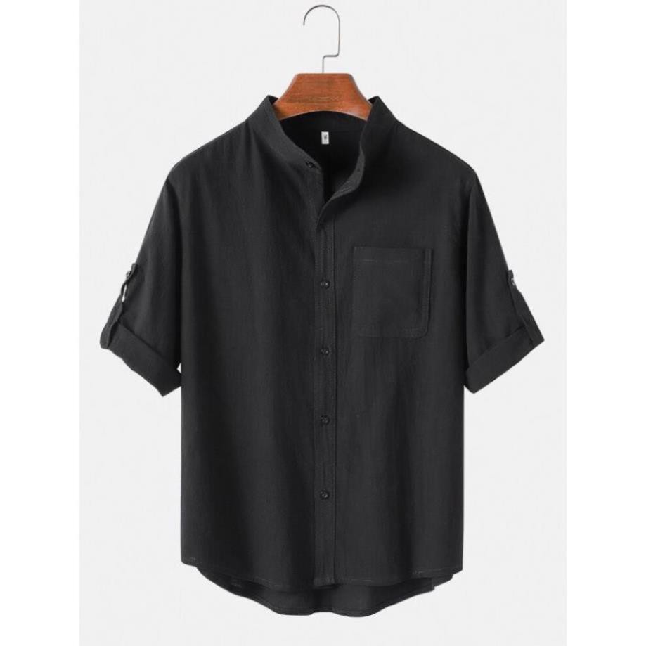 B1 (NT) Áo Sơ Mi Nam Đũi Nhật Cổ Trụ | BigBuy360 - bigbuy360.vn