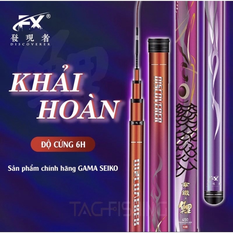 Cần câu tay Gama FX Khải Hoàn 6H19i tặng ngọn và áo bao hành 1 năm 2 lóng bất kì