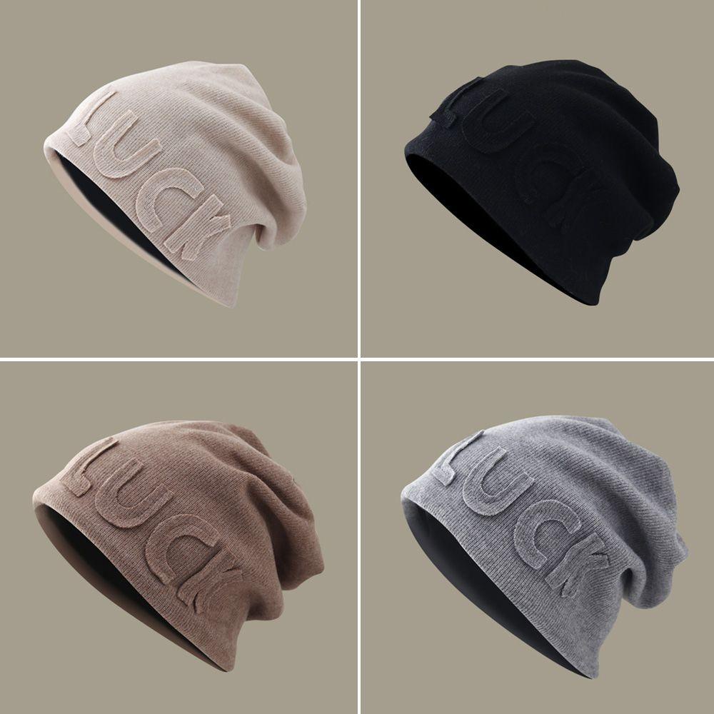 Mũ Beanie Dệt Kim Phối Lông Cừu Chất Lượng Cao Cho Nam Và Nữ