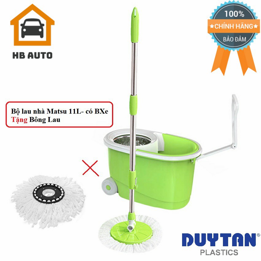 Bộ Lau Nhà Cao Cấp 11 Lít Có Bánh Xe (49.5 x 29.5 x 29.5 cm) No.899 Tặng Thêm Một Bông Lau