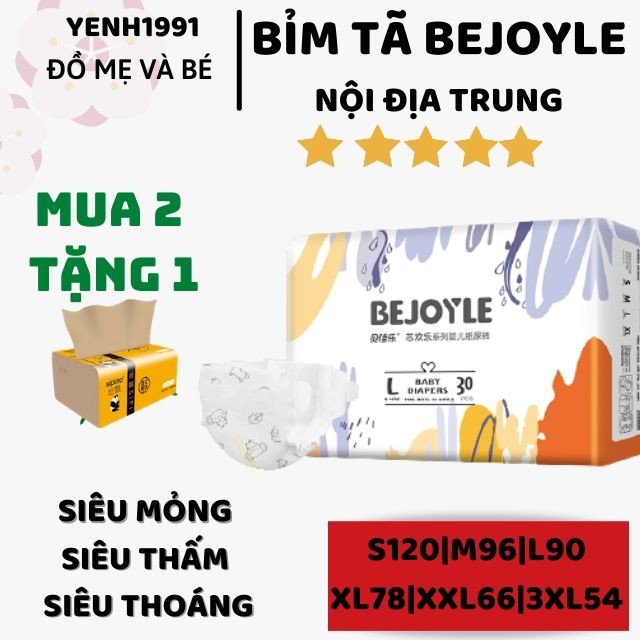 ❣ MUA 2 TẶNG 1 ❣ Bỉm dán Bejoyle nội địa Trung size S120/ M96/L90/XL78 (tặng giấy sipiao)