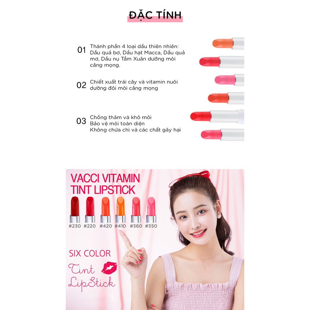 SON VACCI VITAMIN TINT DƯỠNG MÔI LÂU PHAI | BigBuy360 - bigbuy360.vn