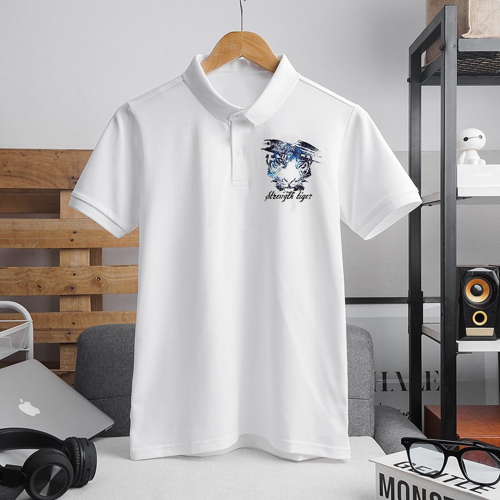 Áo Polo Nam Trắng áo thun có cổ Polo phong cách lịch lãm Phông nam cổ trụ in 3D sắc nét chất vải thoáng mát -B&W POLO117