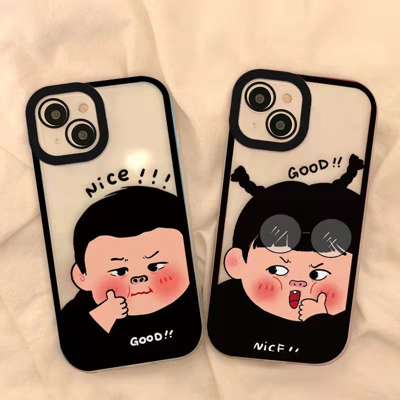 Casing Samsung Galaxy A23 A03S A02S A53 A33 A13 A52 A52S A32 A72 A12 A22 Lte A50 A50S A30S A71 A51 A31 A21 A20 A30 A21S M12 M22 M32 S20 FE S22 S22+ S21 S21+ Ultra Plus 4G 5G Cute Angel Eye Couple Cartoon Boy Girl Tpu Fine Hole Clear Soft Phone Case STD 19