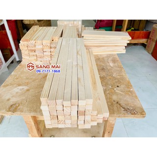 Thanh gỗ thông vuông 2cm x 2cm x dài 50cm + láng mịn 4 mặt