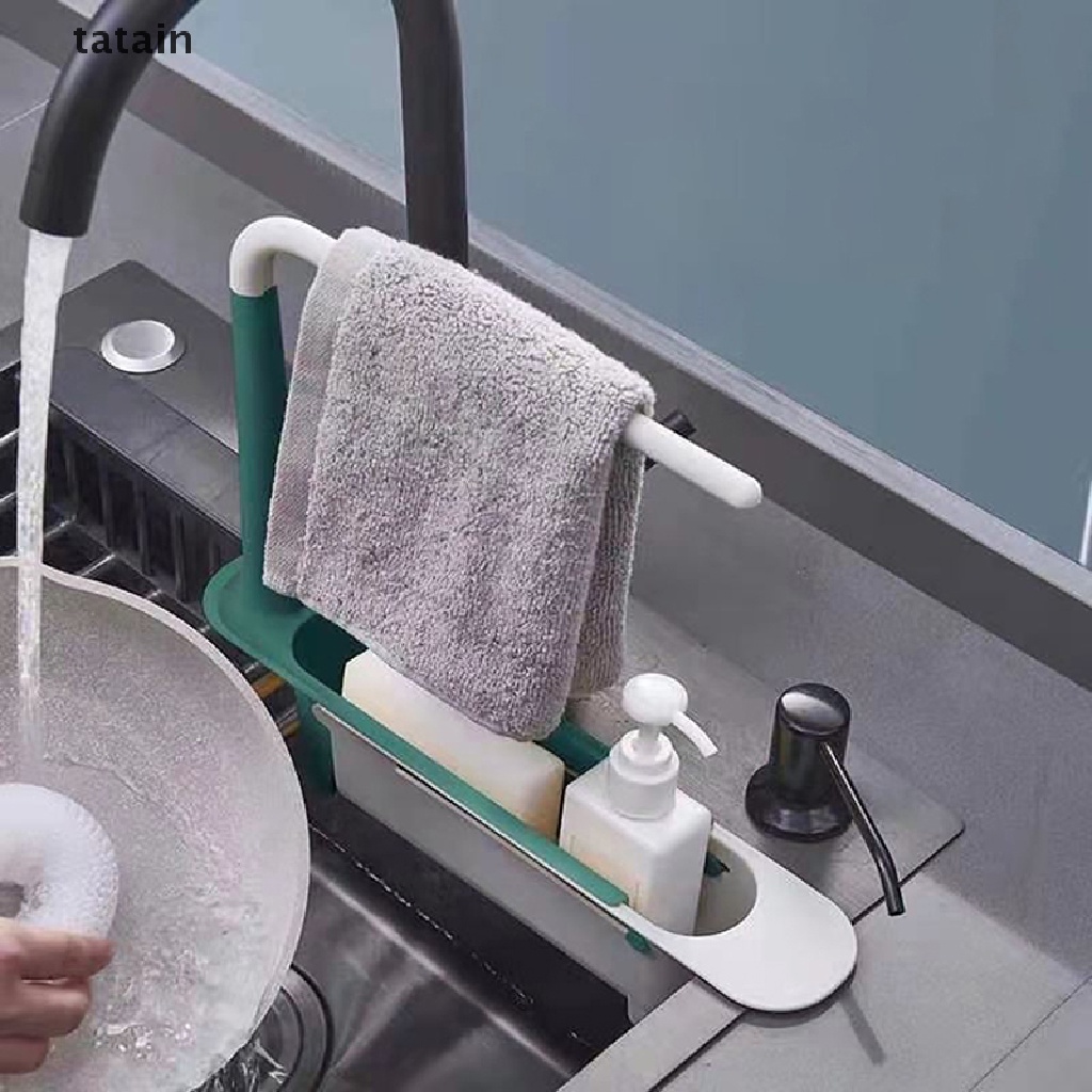 [TAT] Telescopic Sink Shelf Kitchen Sinks Organizer Soap Sponge Holder Sink Drain Rack CVX