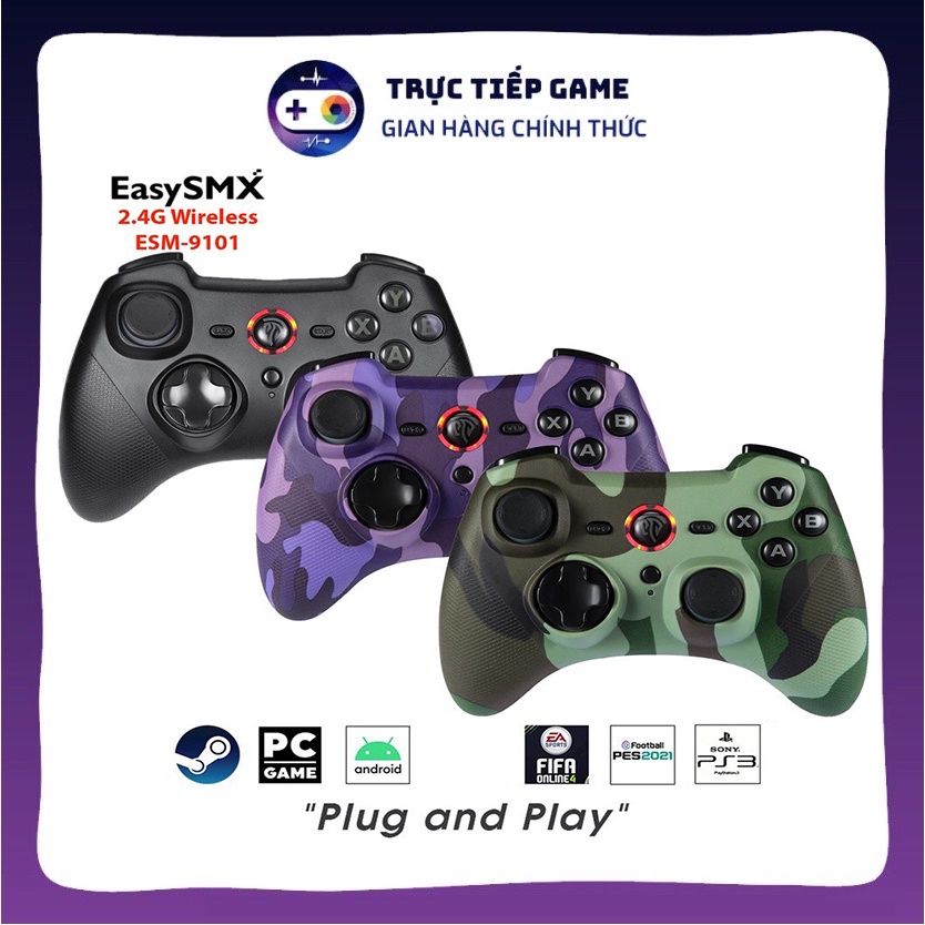 Tay Cầm Chơi Game Không Dây EasySMX ESM 9101 2.4G Wireless Gaming Controller cho PC Mobile (Android) Có Rung - TTGSHOP