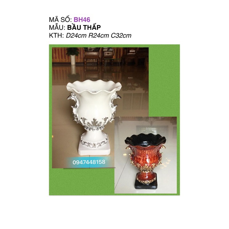 Bình hoa composite dáng bầu thấp cao 32cm
