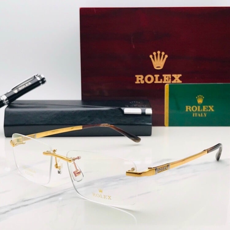 Kính không gọng, R.OLEX, Gọng kính nam, Titanium mạ vàng 18K,  - donghokinhmat168