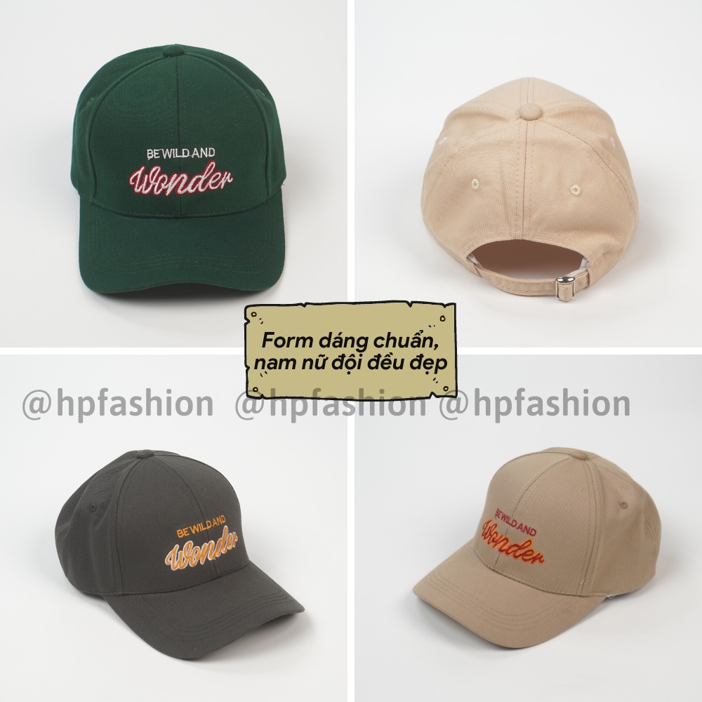 Mũ lưỡi trai ❤️ Nón kết thêu chữ Wonder chất kaki cao cấp form unisex nam nữ N68 - Happy Style
