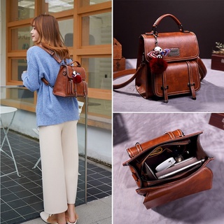 Balo nữ thời trang da cao cấp[tặng kèm móc khóa]-Balo túi hộp form đứng dáng chuẩn đẹp màu nâu cực sang