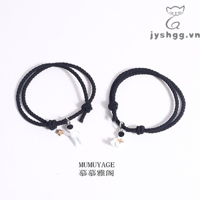 Một Cặp Vòng Tay/Vòng Tay Hình Phi Hành Gia/Phi Hành Gia Sáng Tạo Có Thể Điều Chỉnh Làm Quà Tặng Tình Bạn Cho Cặp Đôi Nam Nữ