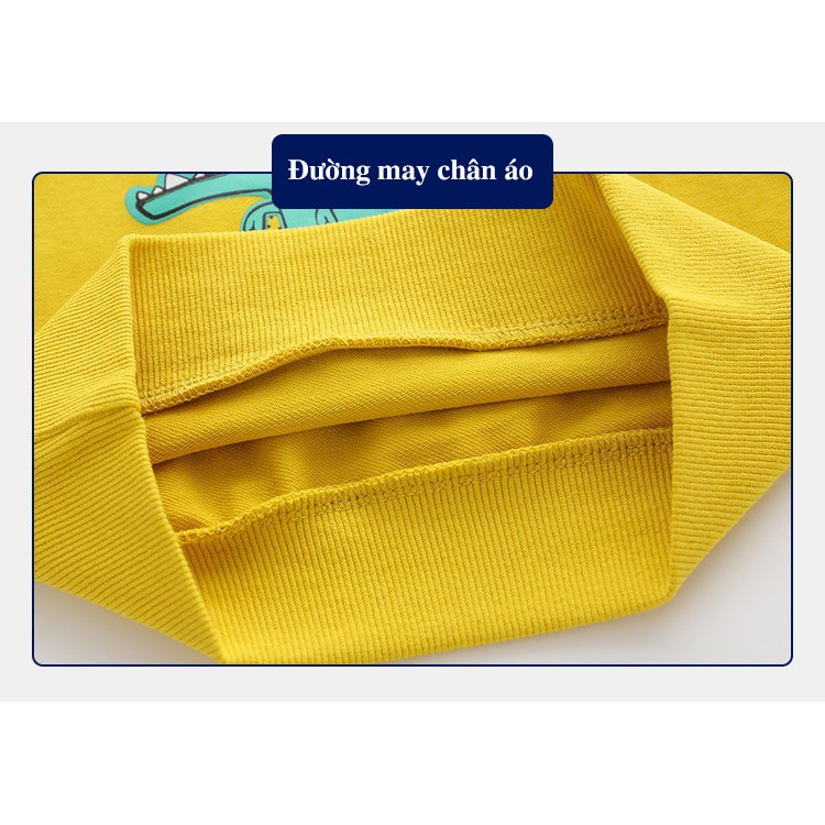 Bộ quần áo nỉ dài tay bé trai WELLKIDS đồ bộ thu đông da cá cho bé