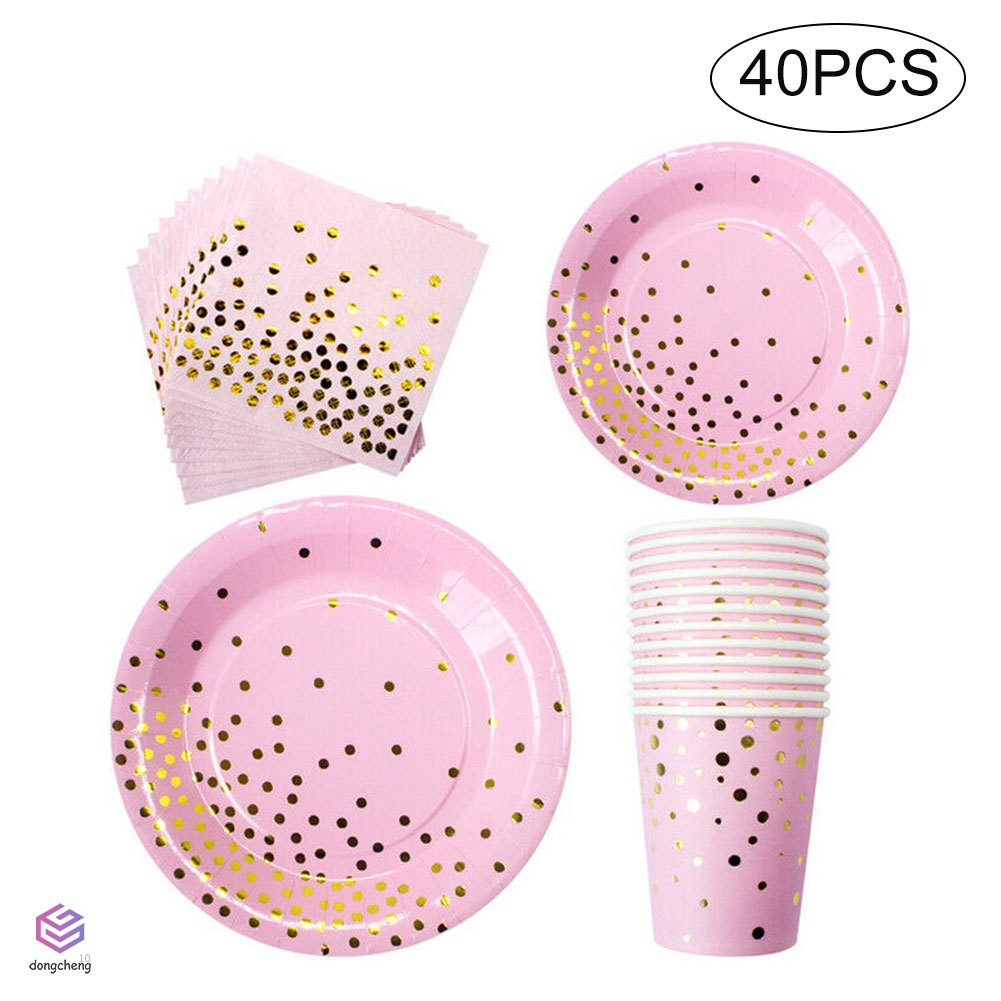 Bộ 40 cốc/ đĩa giấy dùng 1 lần dùng trang trí tiệc cưới/ sinh nhật