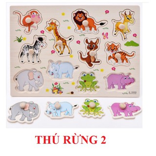 [Ana Kids] Đồ chơi bảng ghép gỗ có núm to 20x30 cm - Chủ đề thú rừng FRESHIP 99k