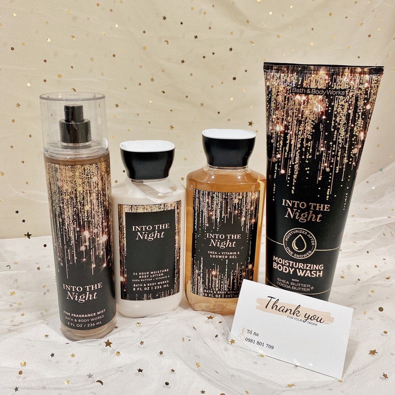 [AUTH] Combo INTO THE NIGHT Bath and Body Works Xịt thơm Sữa tắm Lotion