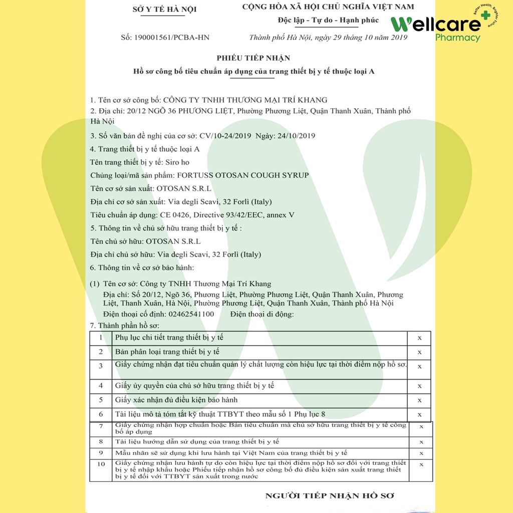 Siro Ho FORTUSS OTOSAN  - Lọ 180ml giảm ho, giảm viêm họng cho trẻ em