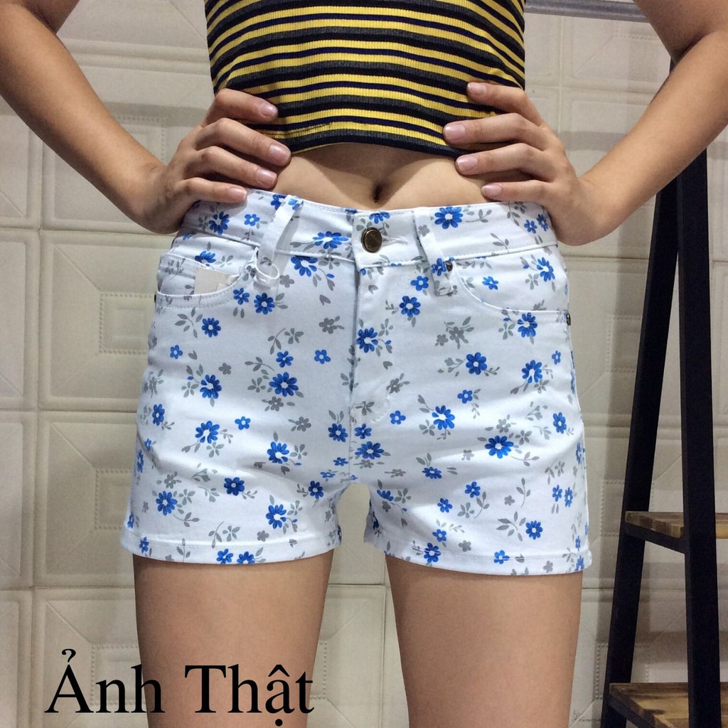 [ Ảnh Thật + Video] Quần short kaki nữ họa tiết màu trắng