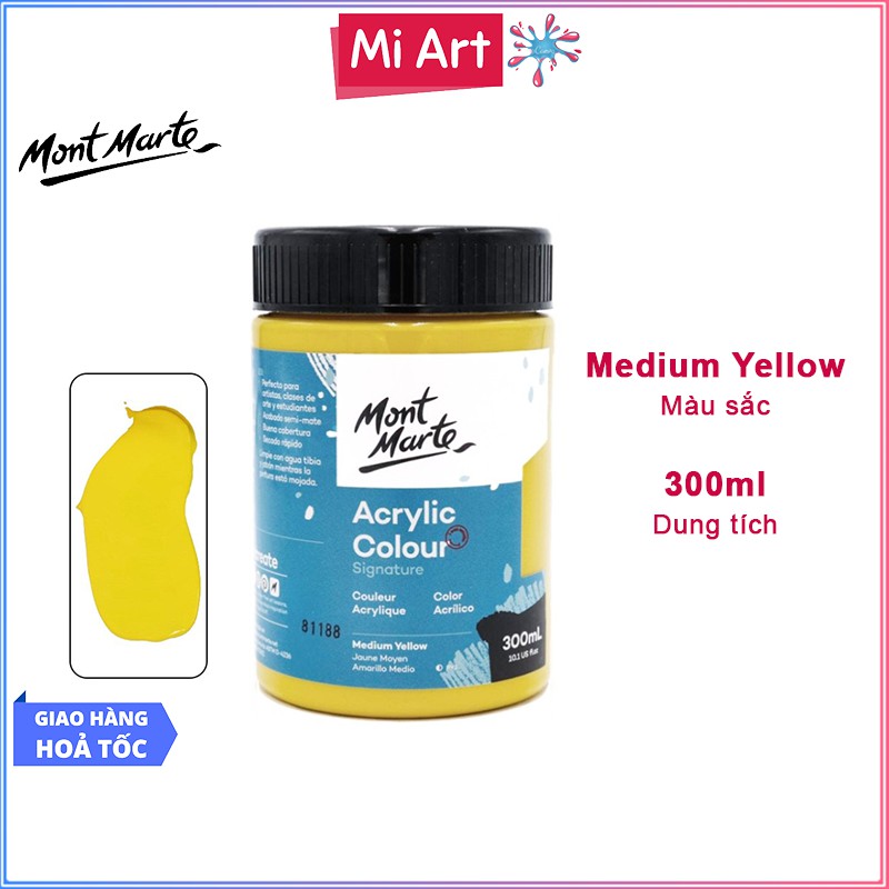 Màu Acrylic Mont Marte 300ml - Medium Yellow - Acrylic Colour Paint Signature 300ml (10.1oz) - MSCH3004