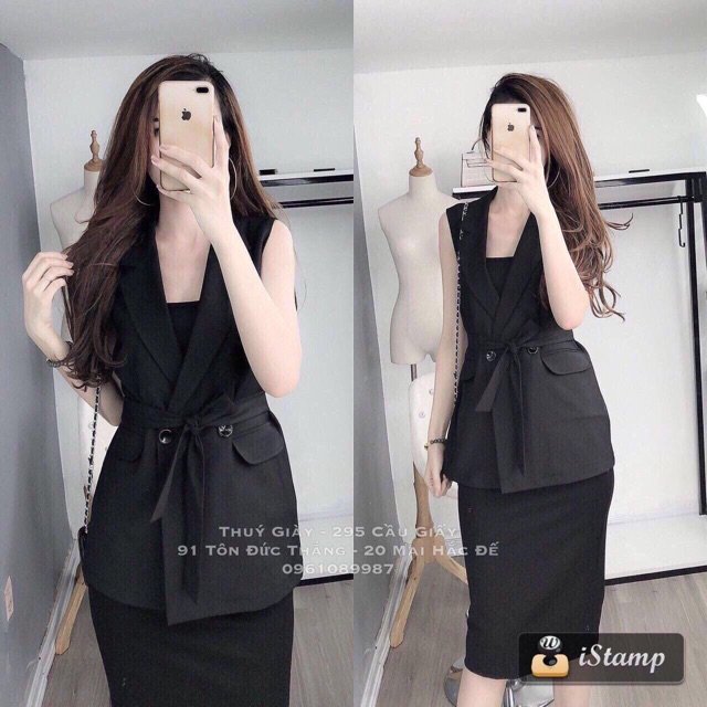 ♥️sét đầm body và áo khoác cột eo - hàng qc Chất liệu : cat nhật và boy cao cấp, dày dặn, mịn đẹp