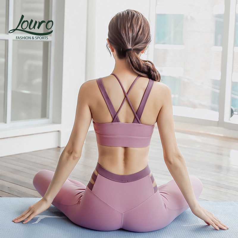 Áo bra tập gym yoga chống sốc Louro BL88 cao cấp có mút ngực lót trong áo ngực thể thao tập gym yoga vải co dãn ôm ngực