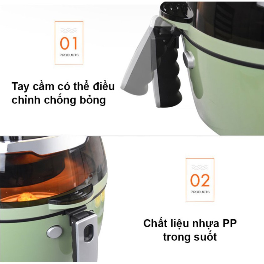 [ Xả Kho ] Nồi Chiên Không Dầu NINE SHIELD 8L-Nồi Nướng 8 Lít-Thế Hệ Mới Nhất 2021-BH 12 Tháng.