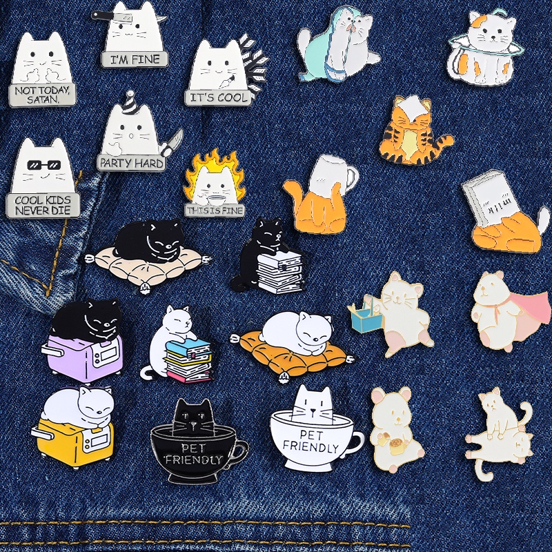 Ghim Cài Áo Kim Loại Hình Mèo Dễ Thương