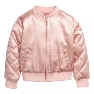 Áo bomber satin h&m pink nude 2_9/10y