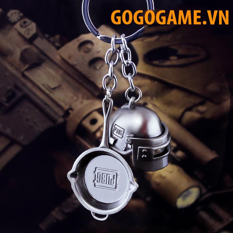 Móc Khóa Pubg, Chìa Khóa Xe Máy, Tín Đồ Game_ Chảo , Mũ, Giáp