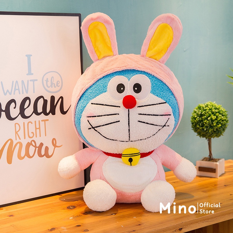 Gấu Bông Doreamon Cute MINO STORE Gấu Bông Doremon Hồng Xám TH200