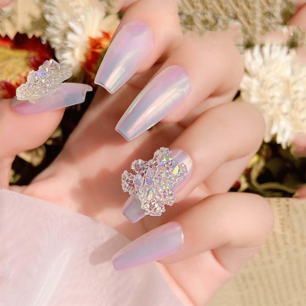Phụ Kiện Trang Trí Móng Tay 3D Trong Suốt Hình Nơ Cực Quang