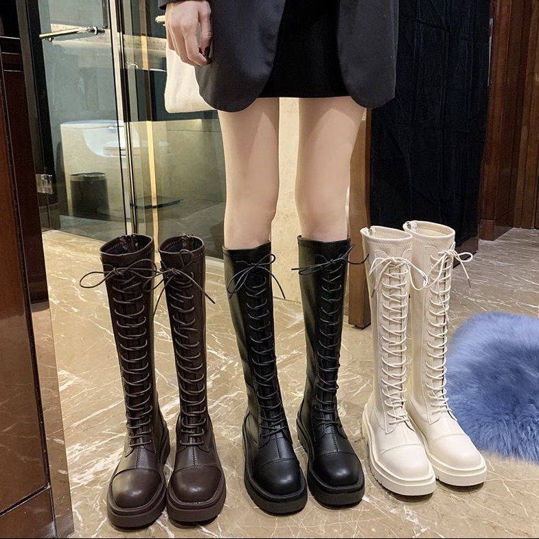 Giày Boot Cổ Cao Đế Dày Thiết Kế Mới Thời Trang Mùa Thu Đông Dành Cho Nữ