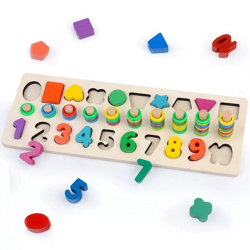 Bộ logic 3 dòng Montessori học đếm, số và hình khối