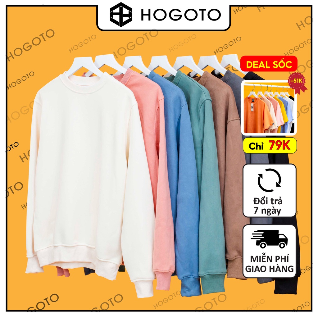 Áo Nỉ sweater TRƠN Hogoto shop , áo nỉ unisex nam nữ chất liệu cotton