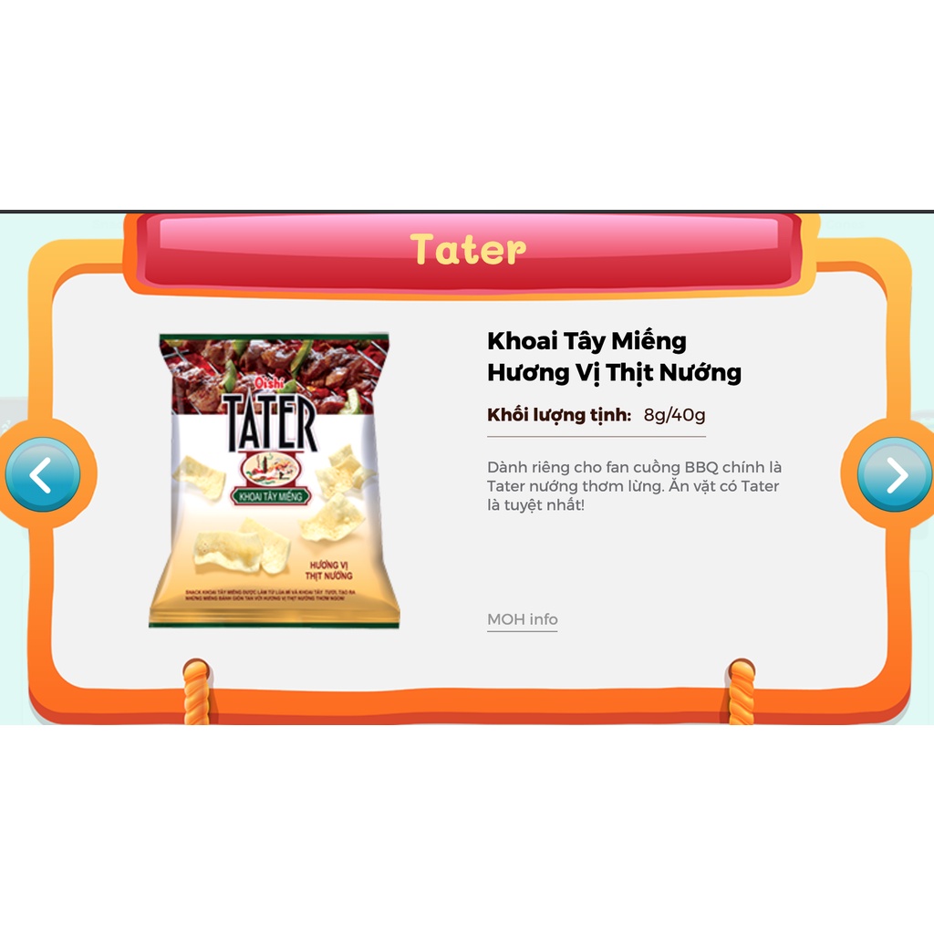 Bim Bim Snack Khoai Tây Miếng TATER Oishi 35/40g-Ăn Vặt Sumo Snack