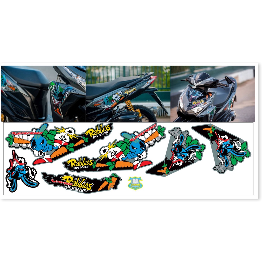 ( Quí khách vui lòng mang ra tiệm cho thợ dán ) Tem vario 2017 thỏ rabbids xám xi măng