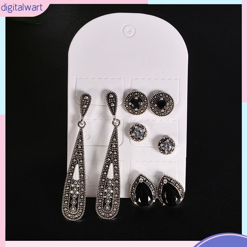 Set 4 đôi bông tai đính đá kiểu dáng cổ điển cho nữ