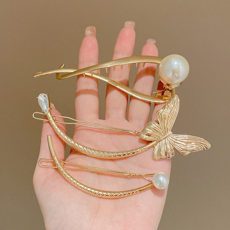 Kẹp Tóc Kim Loại Hình Hoa Và Bướm Sang Trọng Cho Nữ