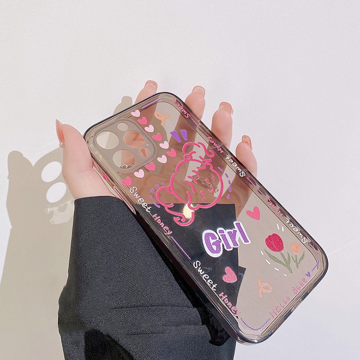 Ốp lưng iphone Honey Girl trong cạnh vuông BVC 5/5s/6/6plus/6s/6splus/7/7plus/8/8plus/x/xr/xs/11/12/pro/max/plus/promax | BigBuy360 - bigbuy360.vn