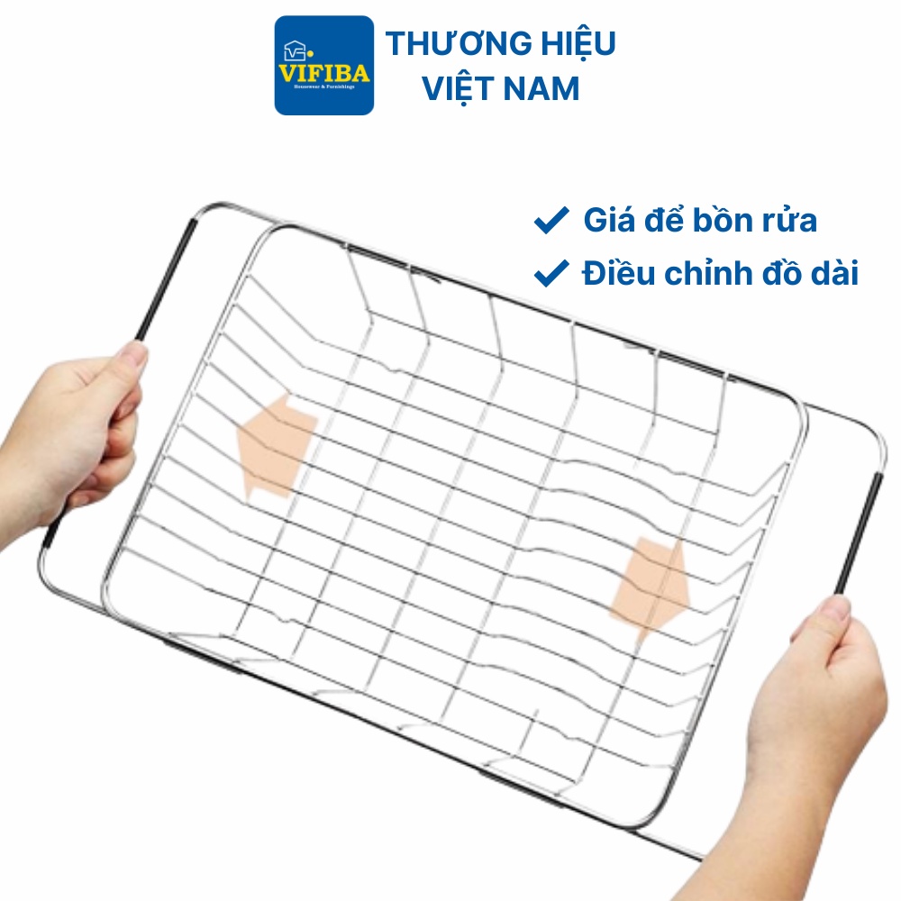 [Mã BMBAU50 giảm 7% đơn 99K] Giá Rổ Gác Bồn Rửa Chén Có Thể Điều Chỉnh Độ Dài 12x25x30.5cm VIFIBA INOX Chống Gỉ